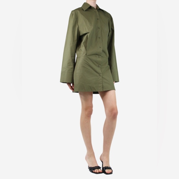 NWT AEXAE Green Cotton Shirt Dress - Picture 3 of 5